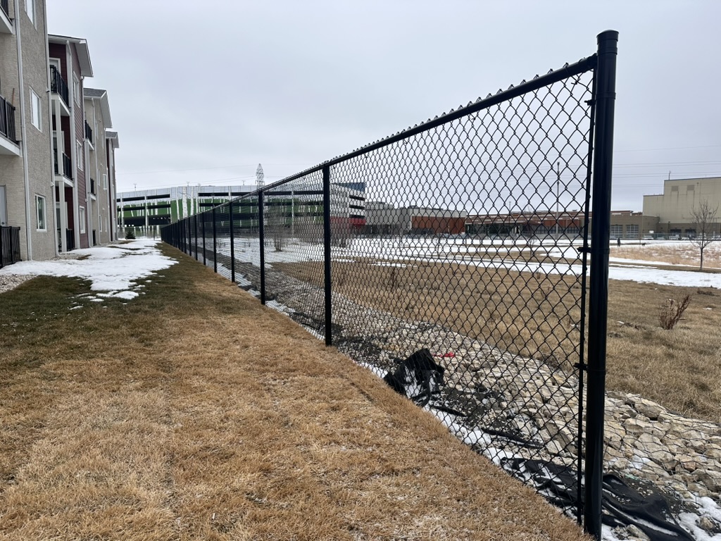 Commercial black chain link perimeter fencing