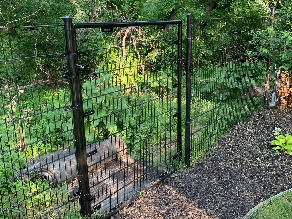 Welded wire fence with garden gate